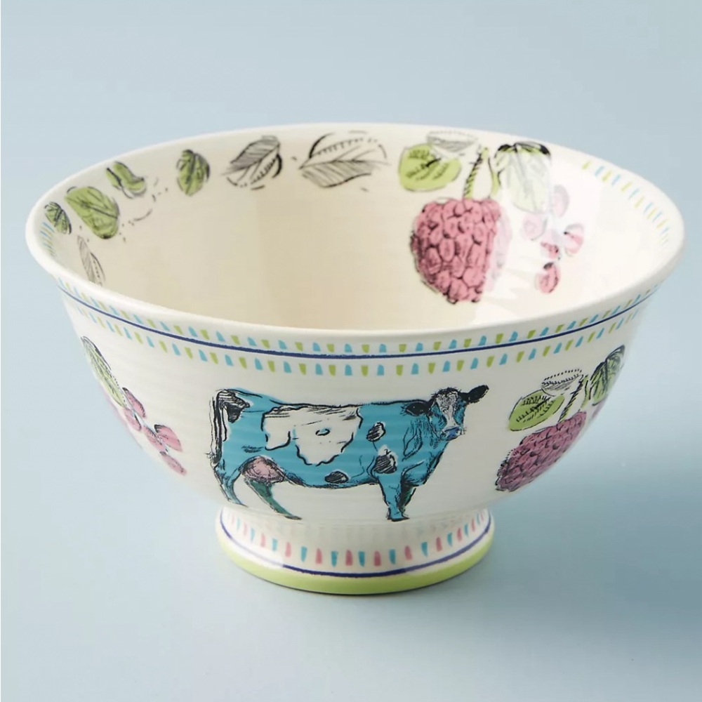 Anthropologie Lorena Maranon Blue Cow bowl